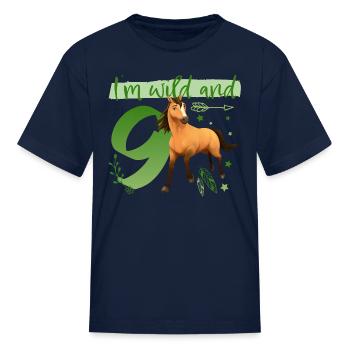 Spirit I'm wild and 9 Anniversaire Tenue Cadeau - T-shirt Enfant - marine - Devant