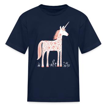 Unicorn With Flowers - Kid's T-Shirt - navy - Front
