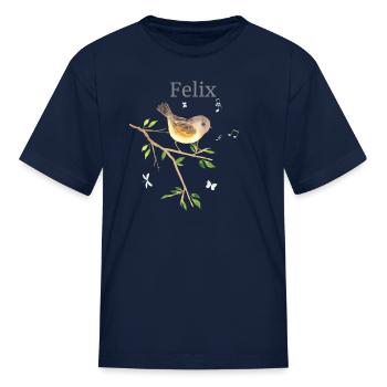 Waldier Bird Name Felix - Kid's T-Shirt - navy - Front