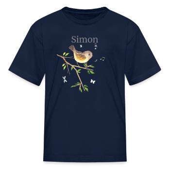 Waldier Bird Name Simon - Kid's T-Shirt - navy - Front