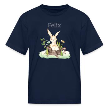 Waldtier Reh Hase Hedgehog Flower Name Felix - Kid's T-Shirt - navy - Front