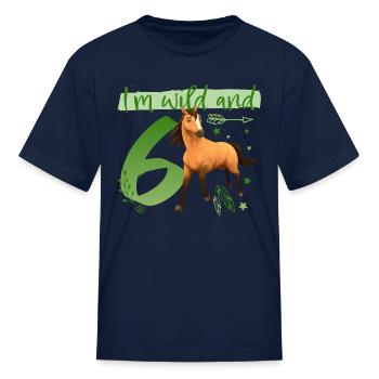Spirit I'm wild and 6 Anniversaire Tenue Cadeau - T-shirt Enfant - marine - Devant