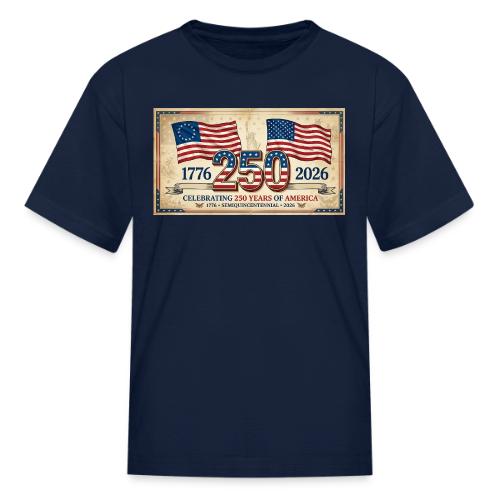 USA 250th Anniversary Flags Emblem - Kid's T-Shirt