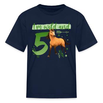 Spirit I'm wild and 5 Anniversaire Tenue Cadeau - T-shirt Enfant - marine - Devant