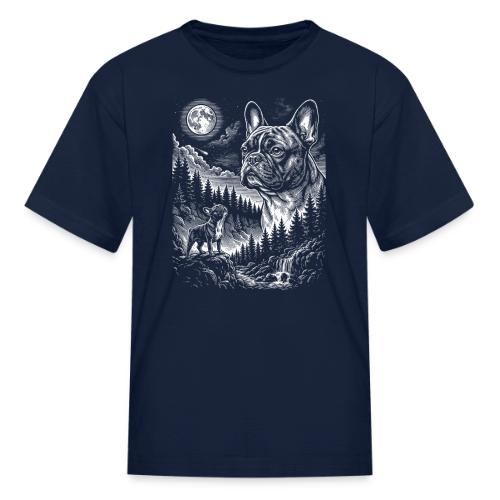 Vintage French Bulldog Moon Howling Tee - Kid's T-Shirt
