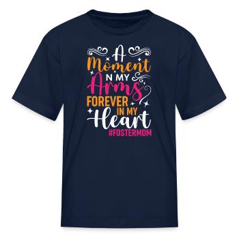 Foster Parent Mom Hearts Foster Care Adoption Day - Kid's T-Shirt - navy - Front
