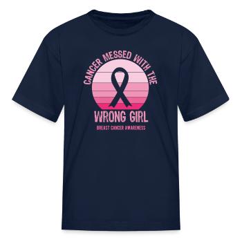 CANCER MESSED WITH THE WRONG GIRL - Kid's T-Shirt - navy - Front