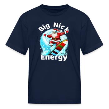 Big Nick Energy,Retro Santa - Kid's T-Shirt - navy - Front