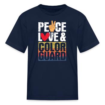 Peace Love & Color Guard - Marching Band Lover Fla - Kid's T-Shirt - navy - Front
