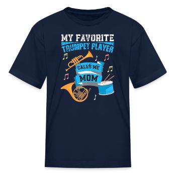 Trumpet Mom Marching Band Mother Highchool - Kid's T-Shirt - navy - Front