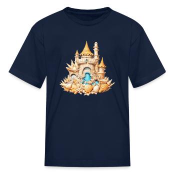 Sandcastle Sand Sculpture Sea Shells Beach Sand - Kid's T-Shirt - navy - Front