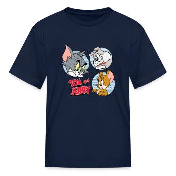Tom and Jerry Spike, Tom and Jerry Tiles - Kid's T-Shirt - navy - Front