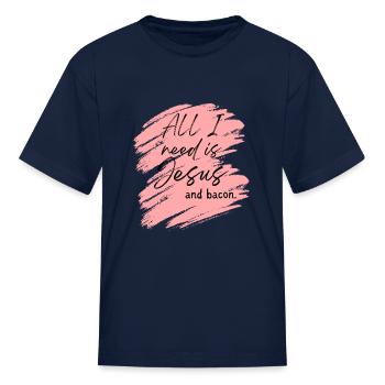 Jesus > Bacon. - Kid's T-Shirt - navy - Front