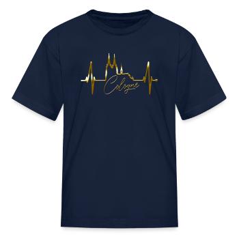 Cologne Skyline Heartbeat Köln Fan Heart Cathedral - Kid's T-Shirt - navy - Front