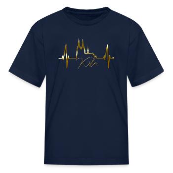Cologne Skyline Heartbeat Köln Fan Heart Cathedral - Kid's T-Shirt - navy - Front