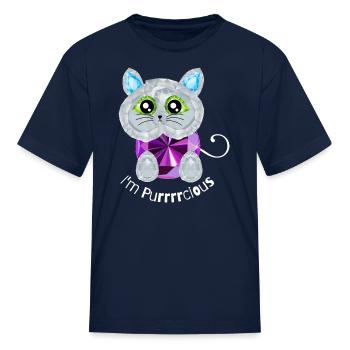 I m Precious Diamond Cat Pun - Kid's T-Shirt - navy - Front