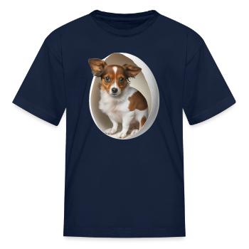 Dog in egg Dog in the egg Active - Kid's T-Shirt - navy - Front