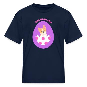 Dog in the egg Easter Egg Long - Kid's T-Shirt - navy - Front
