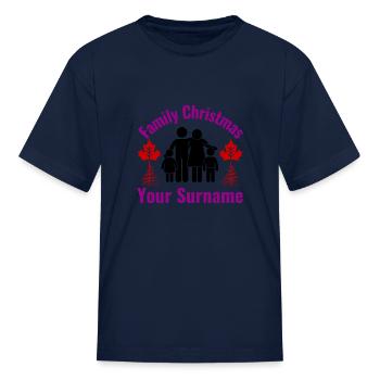 Family Christmas your Surname - shirts funny - Kid's T-Shirt - navy - Front