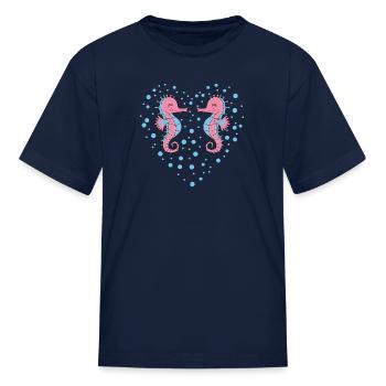 Sea Horse Heart - Kid's T-Shirt - navy - Front