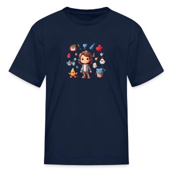 A cartoon character - Kid's T-Shirt - navy - Front