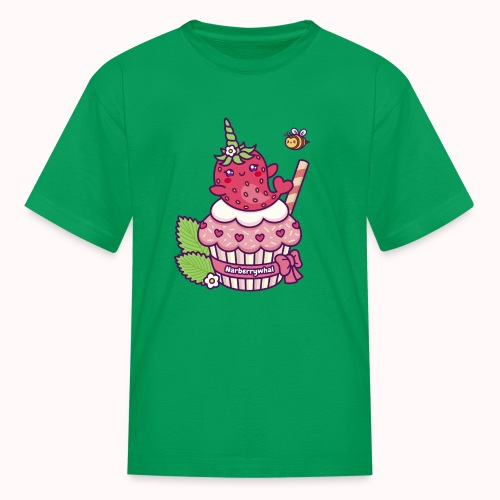Pink Cupcake With Funny Strawberry Unicorn Whale - Kids' T-Shirt