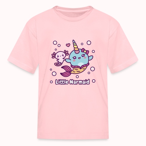 Little Narmaid - Cute Mermaid Narwhal With Axolotl - Kids' T-Shirt