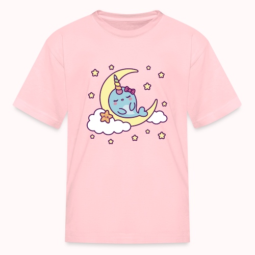 Half Moon And Stars - Cute Sleeping Narwhal Girl - Kids' T-Shirt