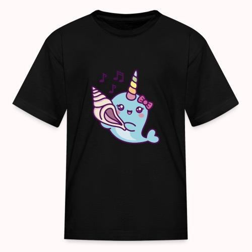 Little Narwhal Listening To A Conch Shell - Kids' T-Shirt