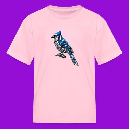 Silver Blue Jay on Perch + Flight Stages 2-print - Kid's T-Shirt