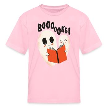 Funny ghosts reading books Boooo becomes booooks - Kid's T-Shirt - pink - Front