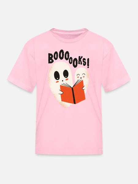 Funny ghosts reading books Boooo becomes booooks - Kid's T-Shirt - pink