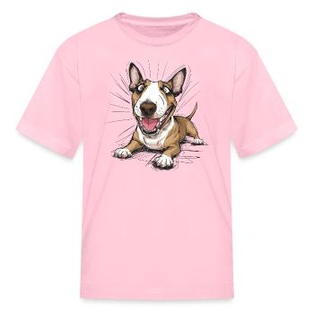 Playful Bull Terrier - Kid's T-Shirt - pink - Front