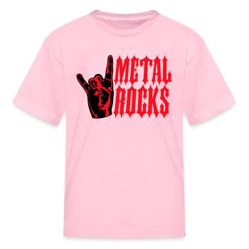 Heavy metal rocks hard rock music fun hand gesture - Kid's T-Shirt - pink - Front