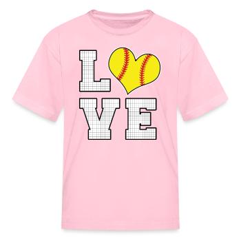 Love Softball Heart Product - Kid's T-Shirt - pink - Front