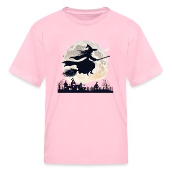Witching Hour Moonlight Ride,Halloween shirt - Kid's T-Shirt - pink - Front