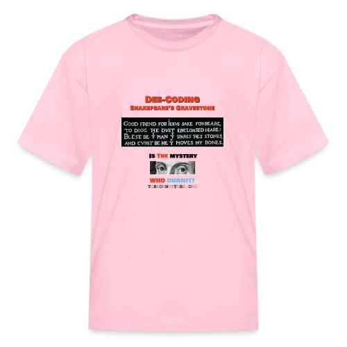 Gravestone Mystery - Front & Black - light fabric - Kid's T-Shirt