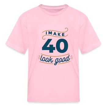 40 years old 40th birthday happy gift idea quote - Kid's T-Shirt - pink - Front