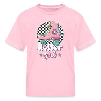 Roller girl roller skate roller skater - Kid's T-Shirt - pink - Front