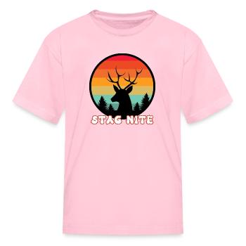 Retro Stag Nite - Kid's T-Shirt - pink - Front