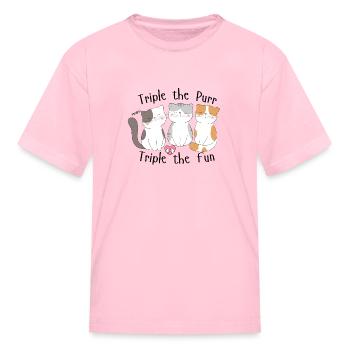 Triple Purrfection - Délice des amoureux des chats - T-shirt Enfant - rose - Devant