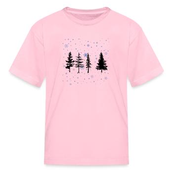 Pine Tree Snowflakes T-Shirt - Kid's T-Shirt - pink - Front