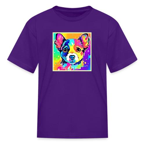 Vivid Puppy Vibes Art Design - Kid's T-Shirt