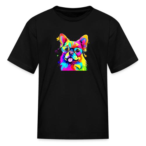 Vibrant Pup: Abstract Dog Art - Kid's T-Shirt