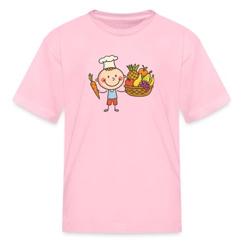 Chef Boy Cartoon Fruit Basket Kids Shirt - Kid's T-Shirt