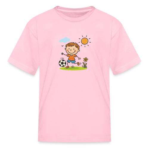 Cartoon Boy Playing Soccer Kids Shirt - Kid's T-Shirt