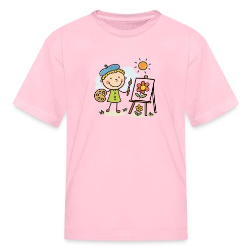 Cartoon Artist Boy Kids Painting T-Shirt - Kid's T-Shirt