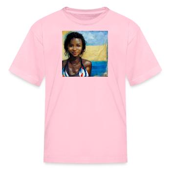 Beautiful haitian women in bikini painting - Kid's T-Shirt - pink - Front