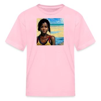 Beautiful haitian women in bikini painting - Kid's T-Shirt - pink - Front