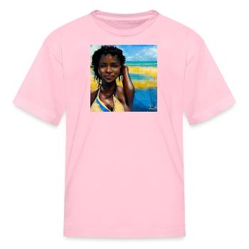 Beautiful haitian women in bikini painting - Kid's T-Shirt - pink - Front